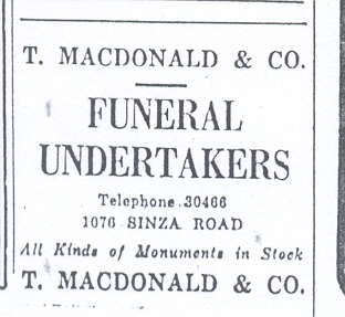 T Macdonald undertakers ad - Shanghai - 1936