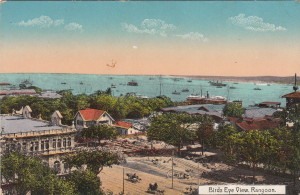 Birds eye view Rangoon postcard