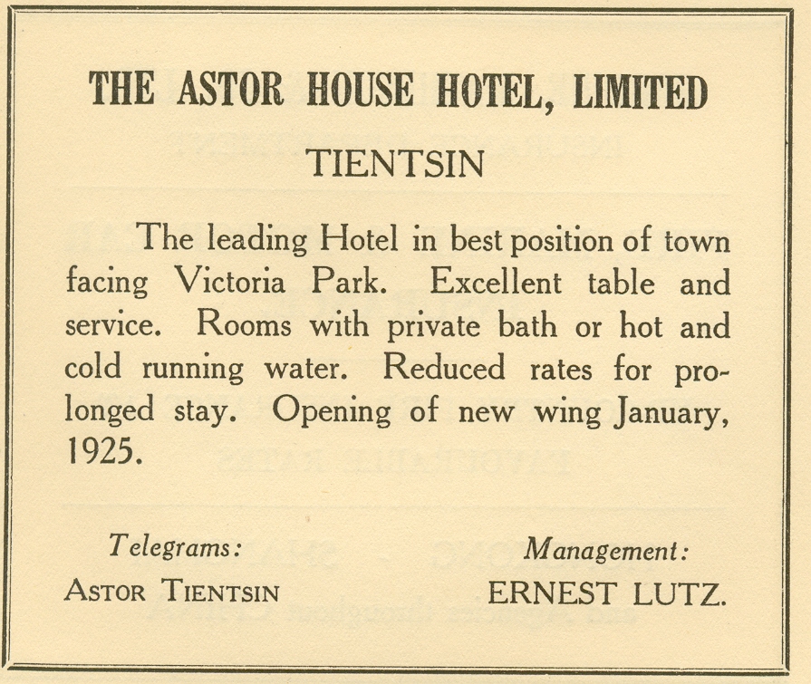 Astor House Hotel - Tientsin - 1924