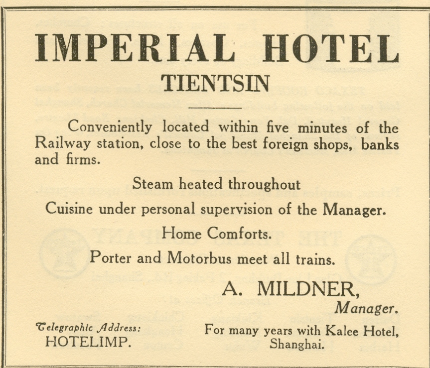 Affiche Vintage Tientsin Imperial Hotel – Poster HQ 40x60cm, Reproduction Neuve