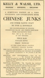 ad for Donnelly's Chinese Junks - 1924