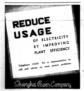 Shanghai Power Co Reduce Usage ad 1941
