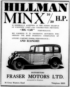 Hillman Minx Shanghai ad 1934