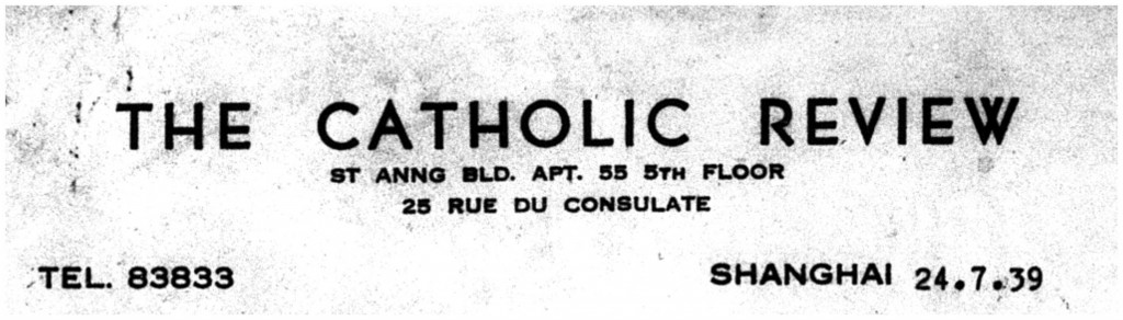 The Catholic Review headed paper 1939