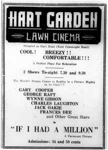 Hart Garden Lawn Cinema 1934