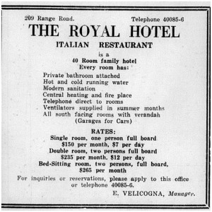 Royal Hotel Range Road 1934