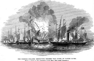 The Nemesis Steamer Destroying Chinese War Junks, in Canton River 12 November 1842